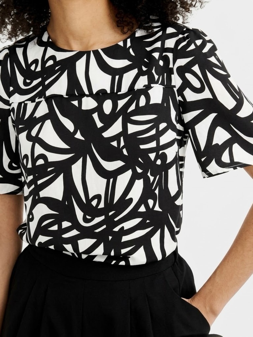 J.Crew NWT Crepe Short Sleeve Top Abstract Line Print 10⁠